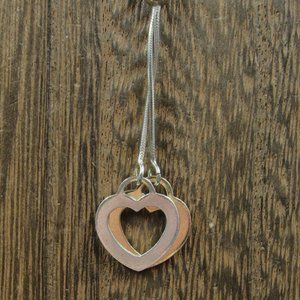 18" Sterling Silver Double Heart Tassel Necklace Vintage